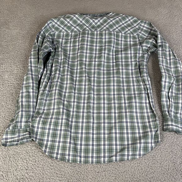 Columbia Shirt Mens M Green Plaid Button Roll Tab Vented Pocket Outdoor Hiking - Picture 9 of 16